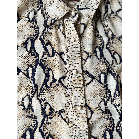 Vintage V Cristina Blouse Snake Skin Layered Ruffle Sleeves Pearl Button Sz S - Picture 6 of 8